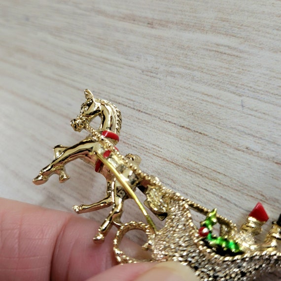 Christmas Sleigh Ride Pin, Signed Gerry - image 2