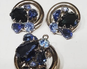Mid Century Earrings and Pendant Set, Chunky Costume Jewelry
