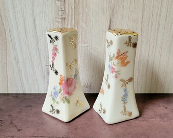 Porcelain Salt And Pepper Set, Hand Painted 1940s