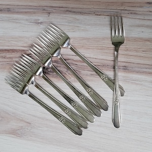 Silverplated Dinner Forks Wm Rogers, Vintage Silverware, 11pcs