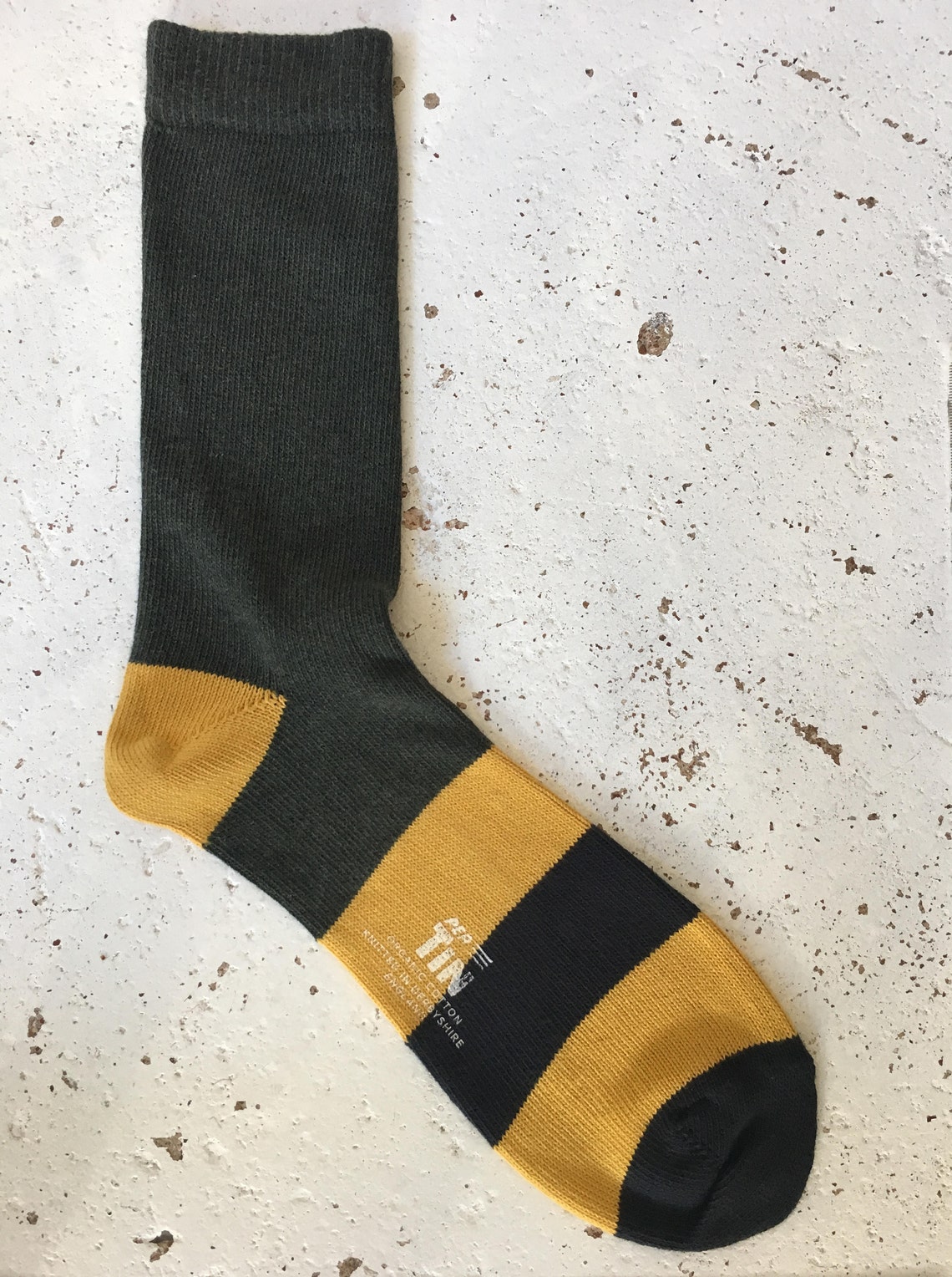 Pertin Olive Green, Yolk and Oil Stripe Organic Cotton Socks Made in ...