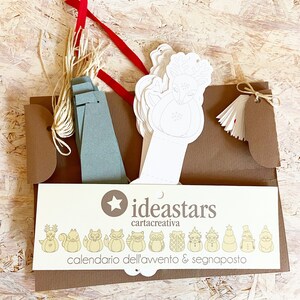 Calendario dell'Avvento e segnaposto in carta da montare e da colorare 24 pz