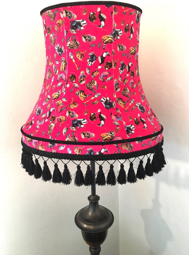 Pink Animal Print Velvet Oval Floor Lamp Shade With Black Etsy