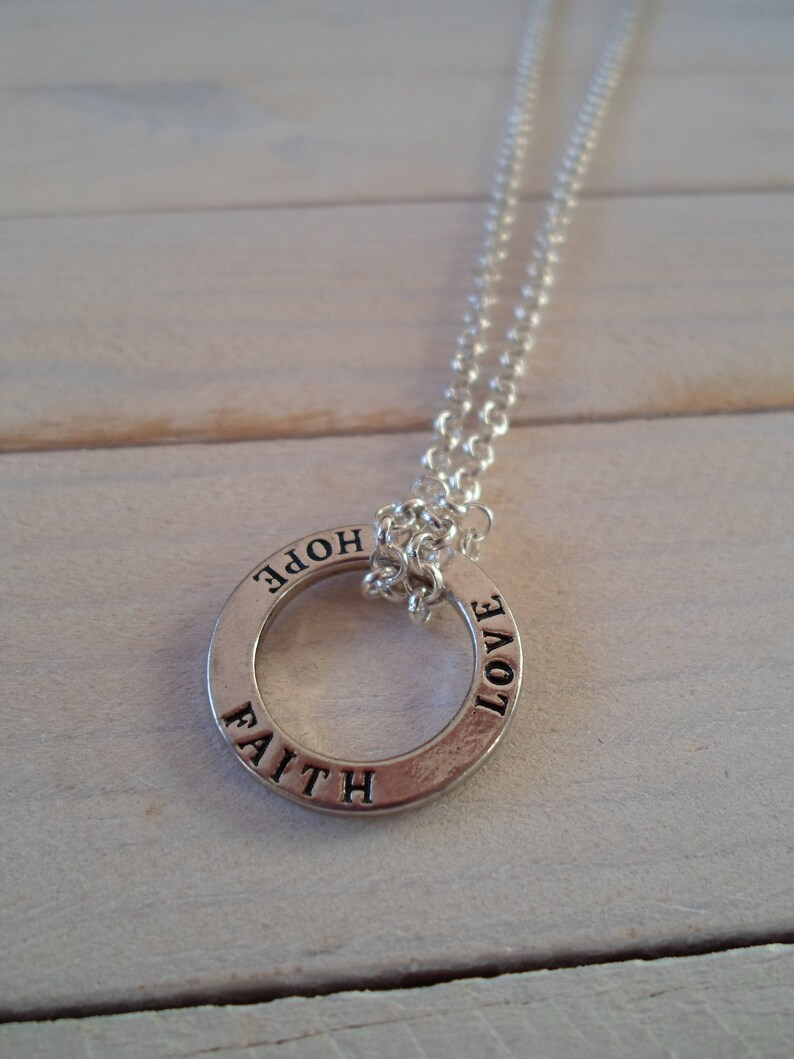 Love Faith Hope hoop necklace