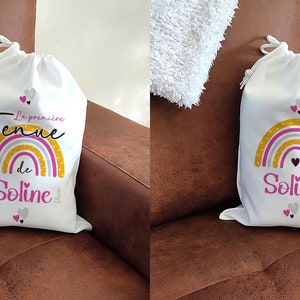 Soft toy bag, treasure bag, personalized / Small and large polyester pouches Arc en ciel 3