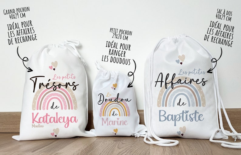 Sac à doudou, à trésors, personnalisé / Petits et grands pochons en polyester image 1