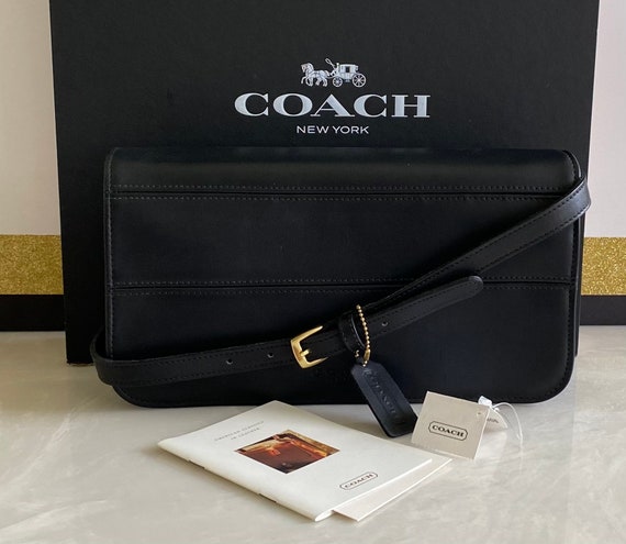 NWT Coach Vintage Black Leather Convertible Clutc… - image 1