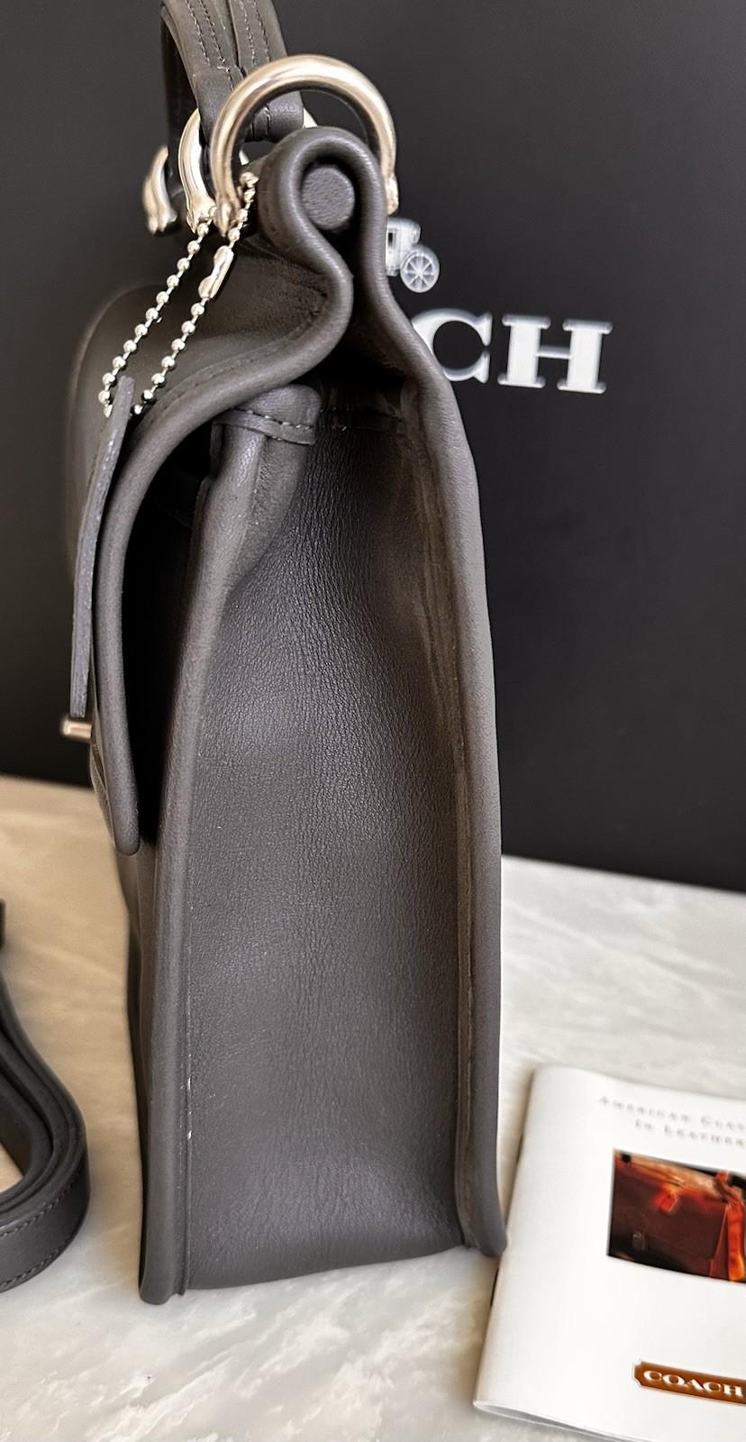 COACH グレー レザー バッグ COACH】コーチ スムースレザー シグネチャー 型押し ダーシー キャリー