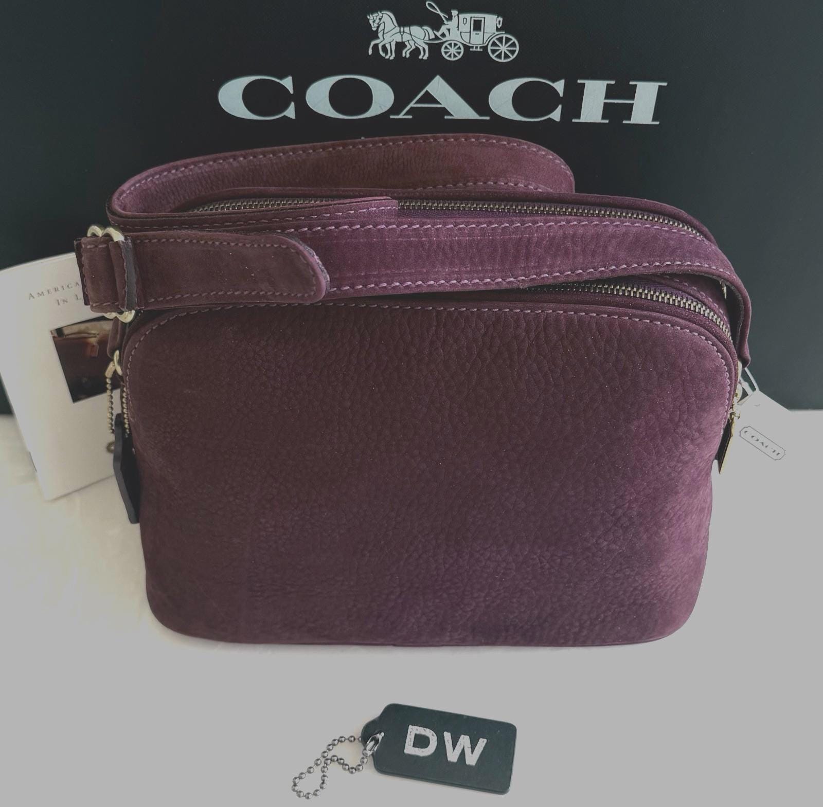 NWT Coach Vintage Sonoma Elderberry Nubuck Suede Double Zip Bag