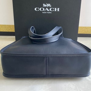New Coach Vintage Navy Blue Leather Weston Shoulder Bag 9021 image 4
