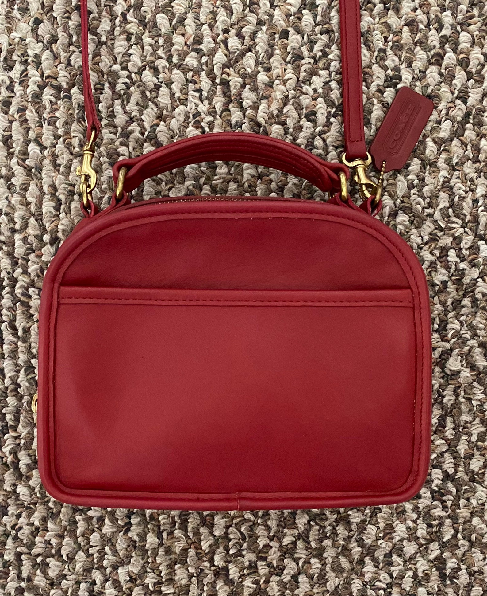 Entrenador Vintage Red Leather Lunch Box Satchel Bag 9991 Etsy