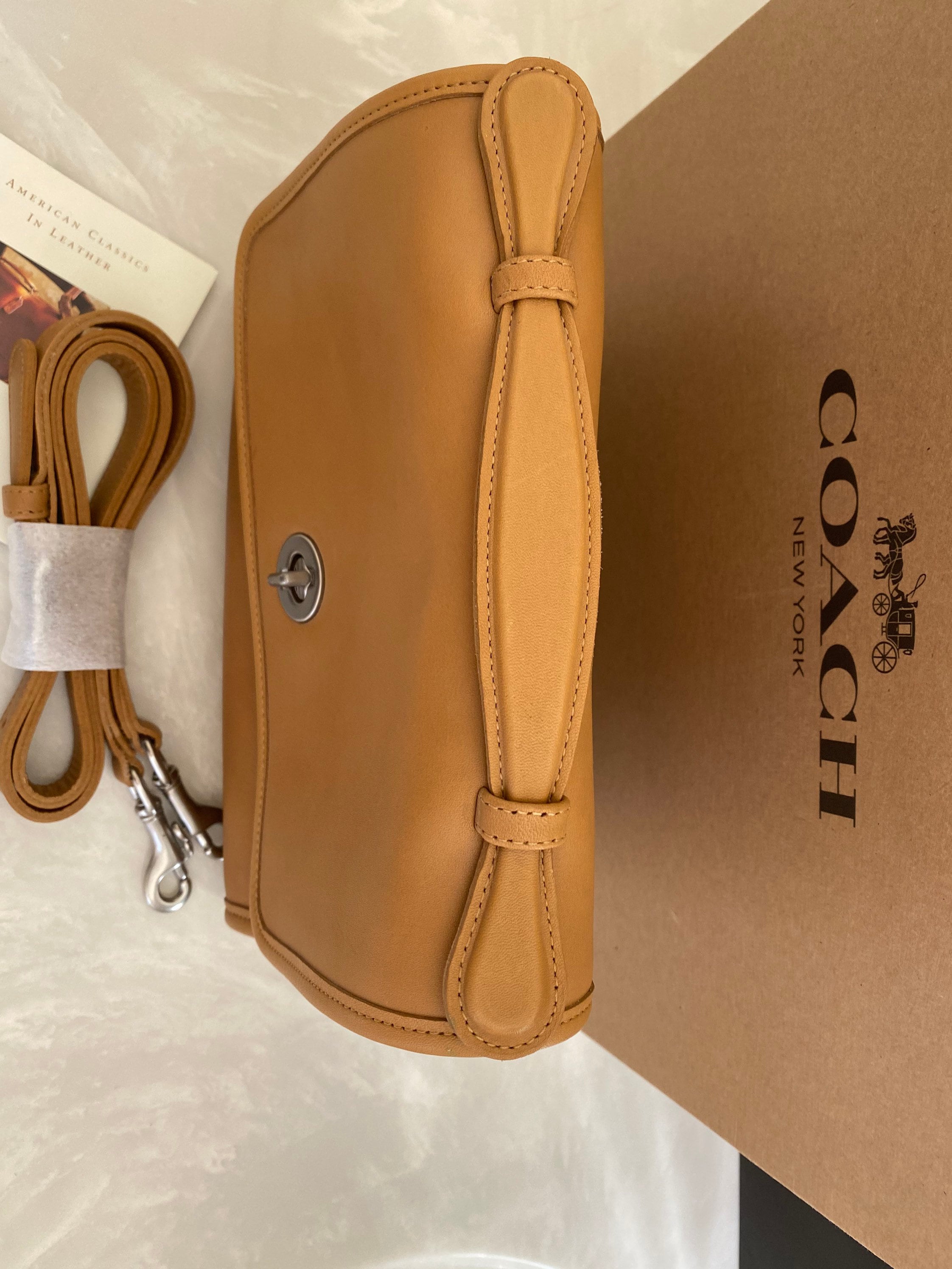 NEW Coach Vintage Camel Leather Court Crossbody Bag 9870 Etsy