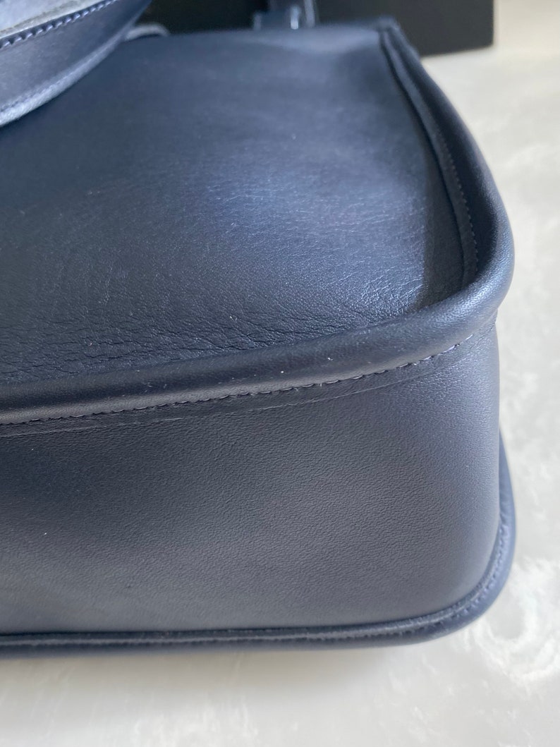 New Coach Vintage Navy Blue Leather Weston Shoulder Bag 9021 image 5