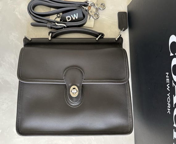 COACH ダークグレー ビジネスバッグ New Coach Vintage Dark Gray Willis Top Handle Nickel USA 9927 - Etsy