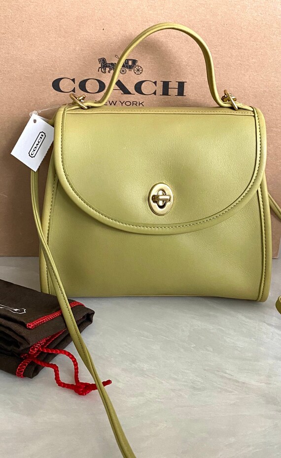 New Coach Vintage Lime Green Regina Crossbody Satc