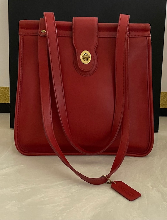 Coach True Red Chain-Strap Leather Shoulder Bag