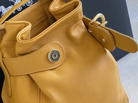 New Yellow Leather Belted Pouch Crossbody Bag 4156 - image 4