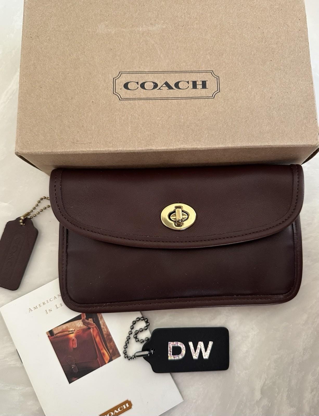 バッグ COACH Leather Turnlock Clutch Vintage NWT Coach Vintage Mahogany Turnlock Clutch 7171 Original Box - Etsy