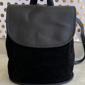 Coach Vintage Berkeley Black Suede Leather Mix Convert Backpack Bag 9016