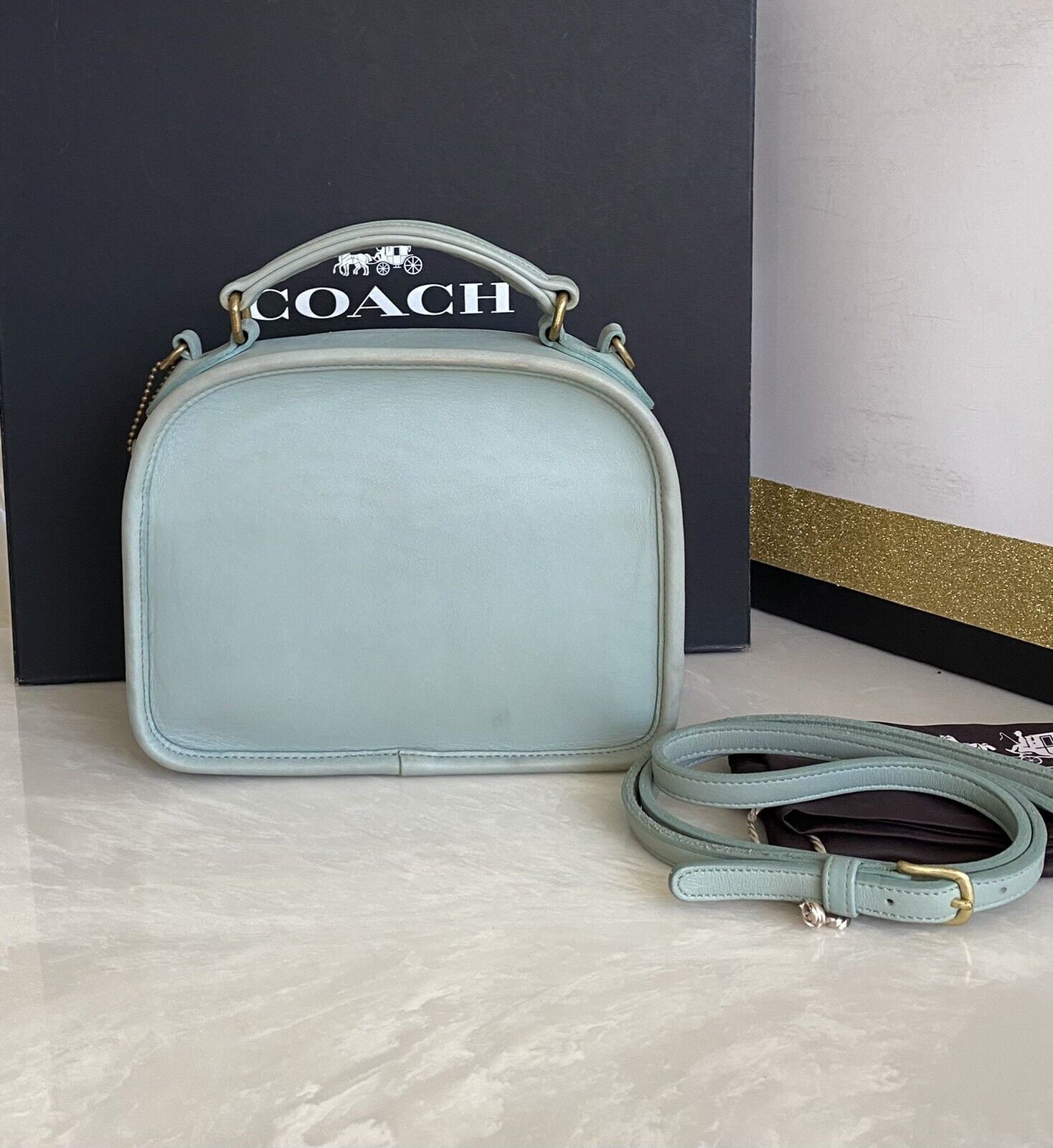 Coach Vintage Aqua Lunch Box Crossbody Top Handle Bag 9991 Etsy