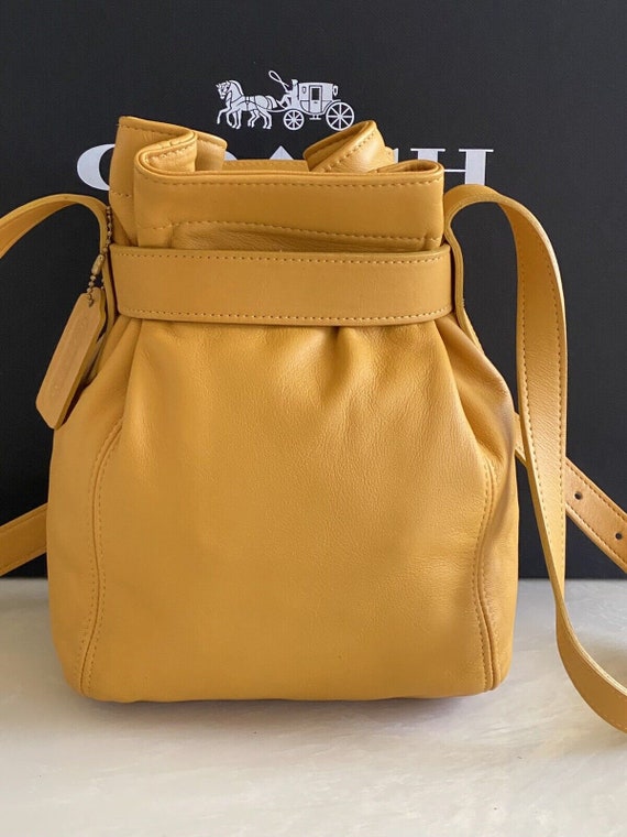 New Yellow Leather Belted Pouch Crossbody Bag 4156 - image 2
