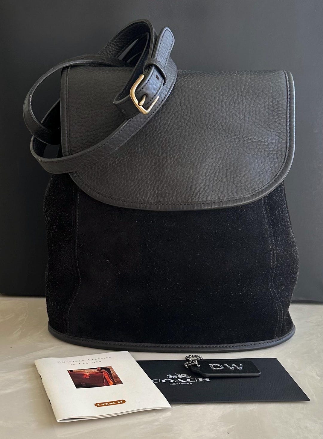 Coach Vintage Berkeley Black Suede Leather Mix Convert Backpack