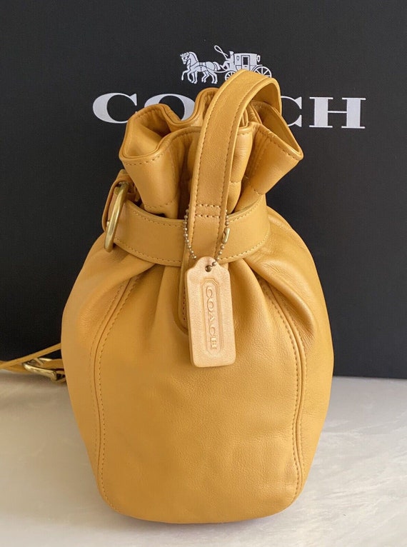 New Yellow Leather Belted Pouch Crossbody Bag 4156 - image 3