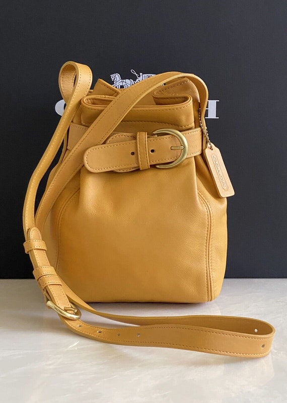 New Yellow Leather Belted Pouch Crossbody Bag 4156 - image 1