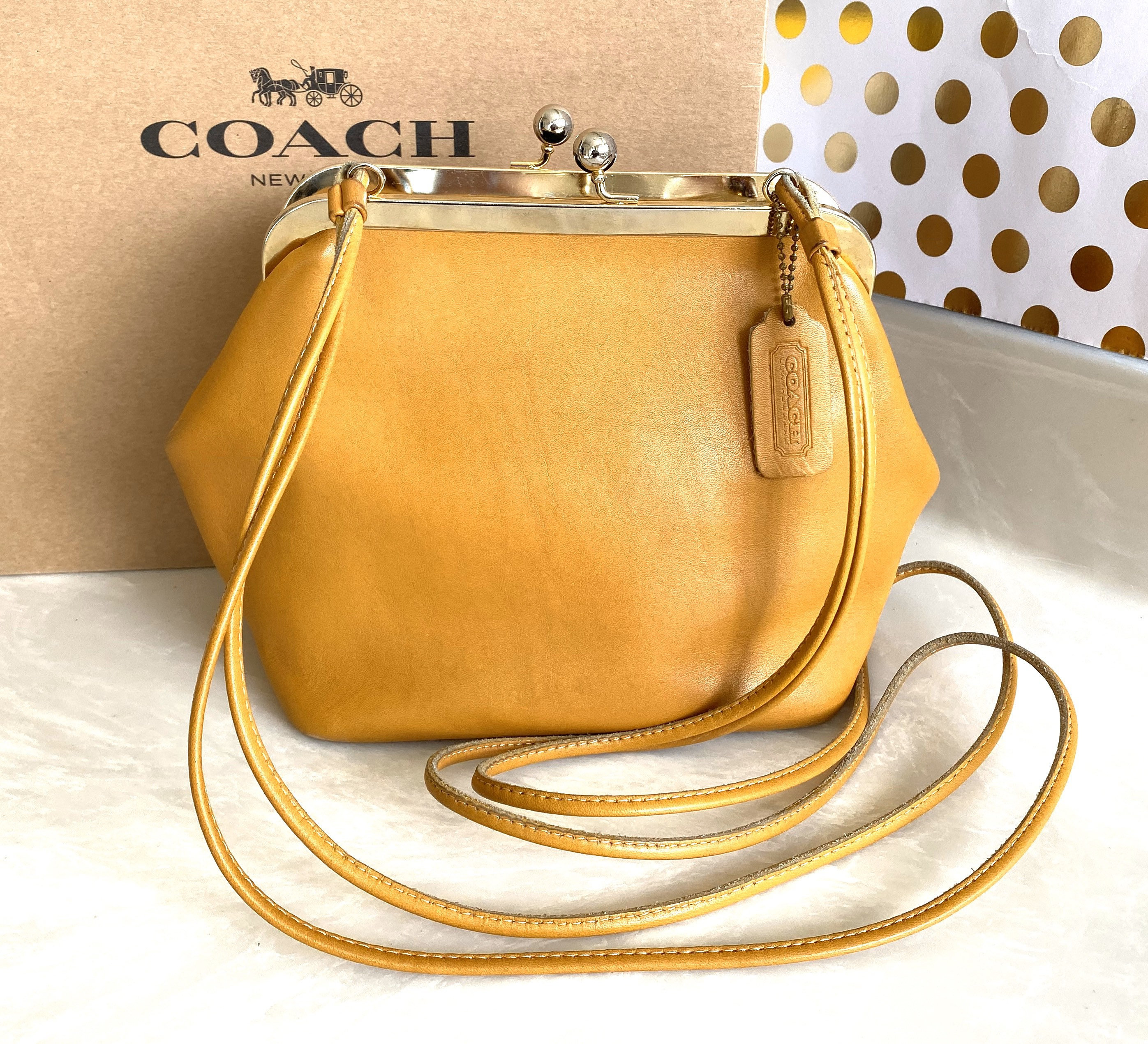 Coach Vintage Lindy Kisslock Frame Marigold Yellow Swing Bag - Etsy