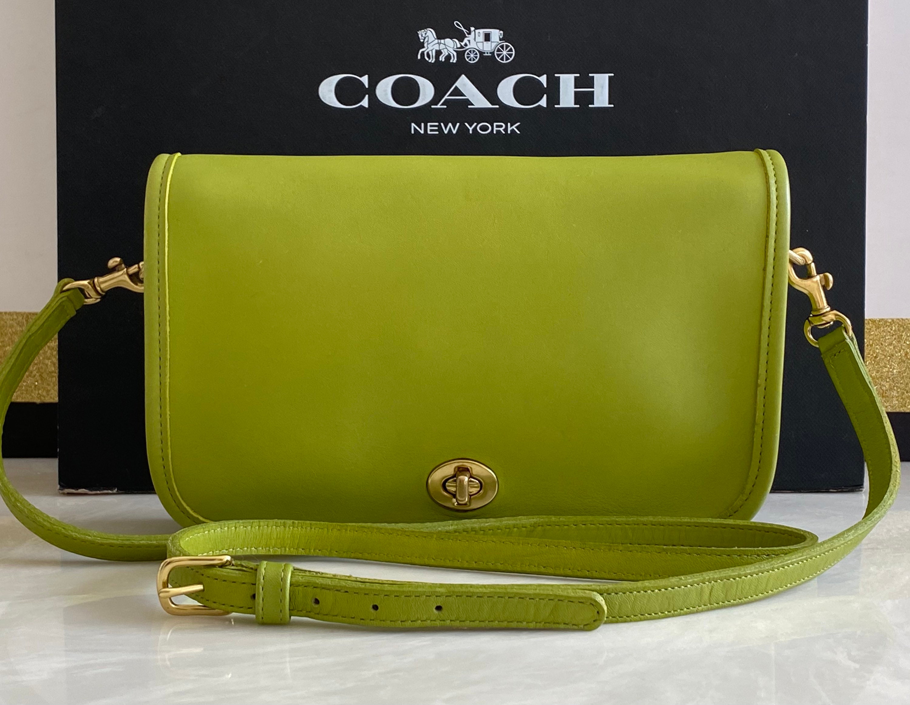 Coach Vintage Lime Green Leather Pocket Purse Bag 9755 - Etsy