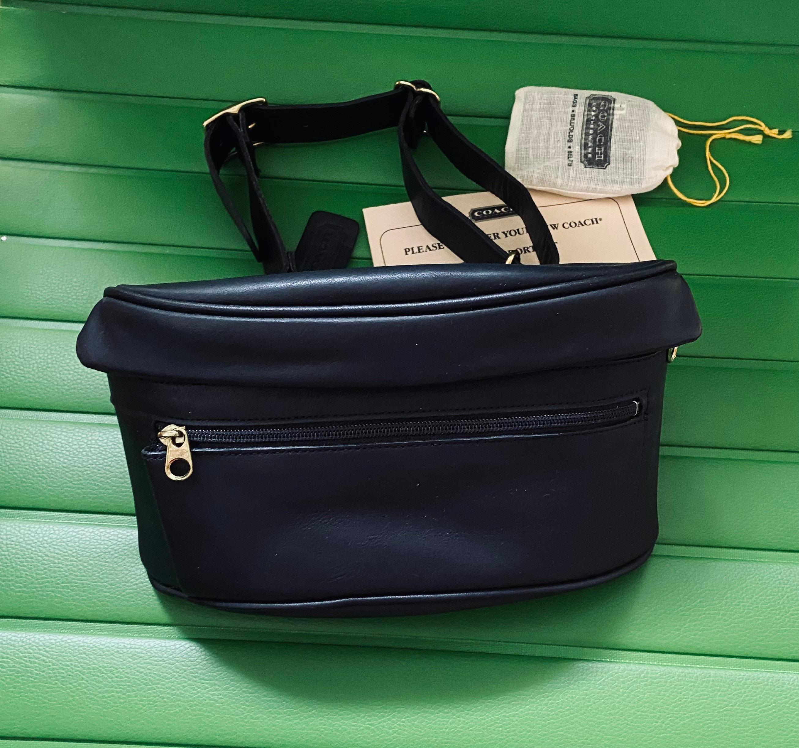 New Coach Vintage Black Leather Fanny Pack Belt Bag 80's Etsy