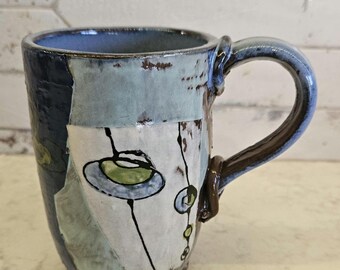 Handmade Pottery Mug, Handpainted Stoneware, Unique Drinkware