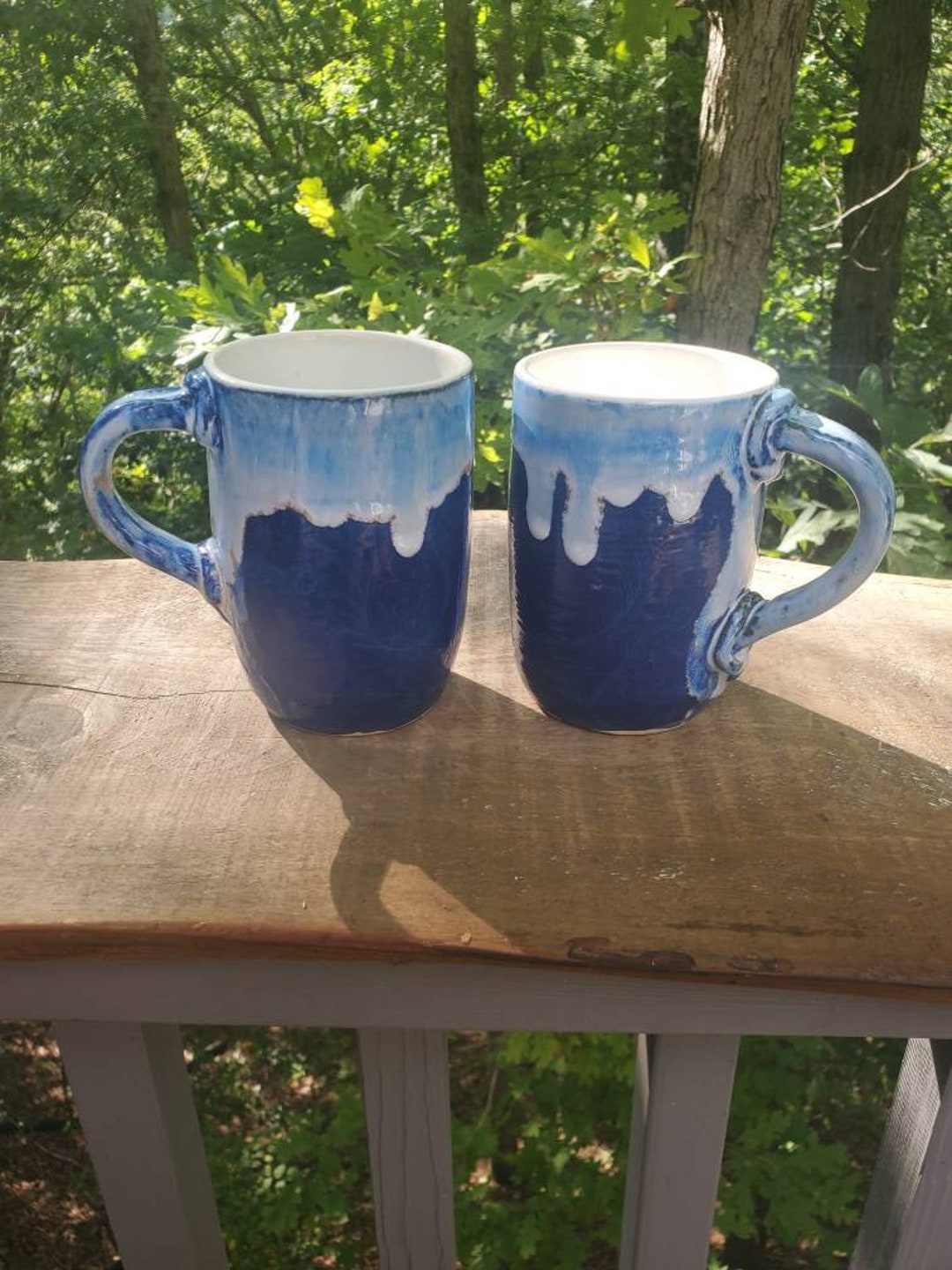 Drip Glaze Pottery By Ritken 2 Bowls & 2 Cups / Mugs Hand Crafted