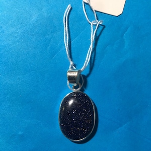 Blue Goldstone and 925 Silver Pendant