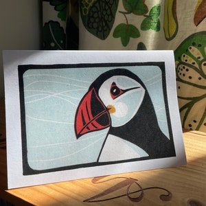 Puffin card A6 blank