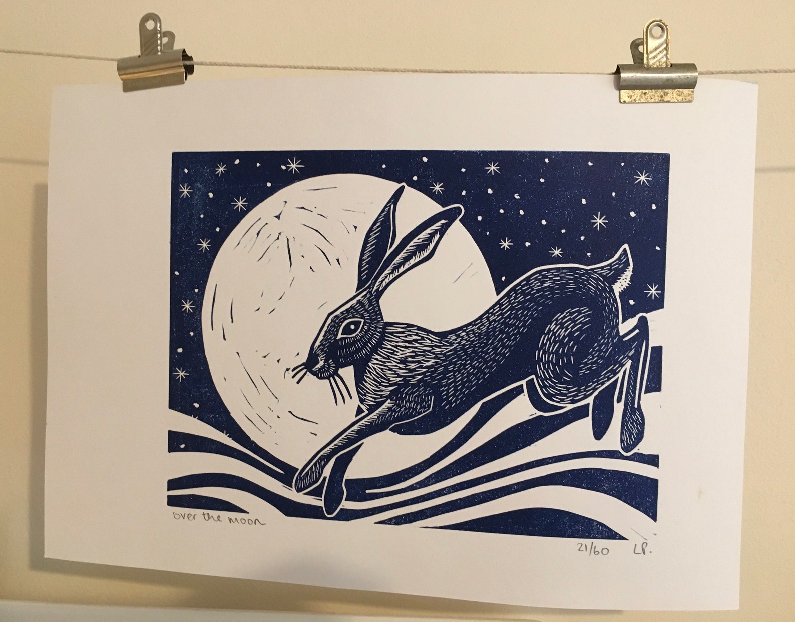 Hare and Moon Original Print Limited Edition Art - Etsy