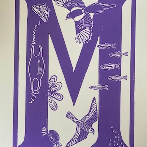 M original linoprint wall art A4 sized British wildlife