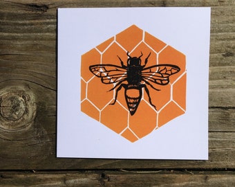 Square card honey bee