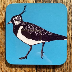 Lapwing coaster from original linocut artwork