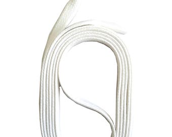 SNORS - lacets - WAXED FLAT LACES Blanc, 4 longueurs, environ 6-7 mm de large, plat