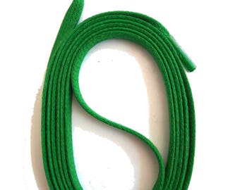 SNORS - Shoelaces - WAXED FLAT LACES Green, 4 lengths, approx. 6-7 mm wide, flat