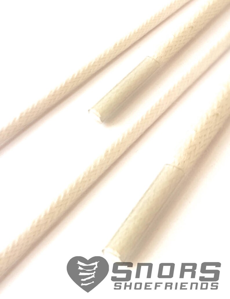 SNORS 2-3 mm WAXED round LACES white 3 lengths lace approx