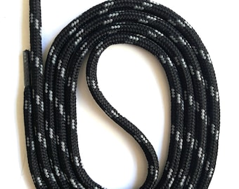 SNORS - Laces - SAFETY SENKEL Black/Grey, 8 lengths, approx. 5 mm - Round stools for work shoes, hiking shoes, trekking shoes