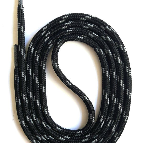 SNORS - Laces - SAFETY SENKEL Black/Grey, 8 lengths, approx. 5 mm - Round stools for work shoes, hiking shoes, trekking shoes