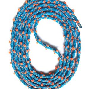 SNORS - Schnürsenkel - RUNDSENKEL Türkis/Neonorange 130cm, ca. 3mm, eingewebte Öhrchen
