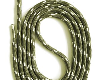 SNORS - Laces - SAFETY SENKEL Grey Green/Cream, 8 lengths, approx. 5 mm - Round sadvocates for work shoes, hiking shoes, trekking shoes