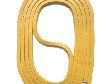 SNORS - lacets - cuir lacets jaune 120 cm, env. 3x3mm, Docksider, ceintures en cuir, véritables peau de vache en cuir