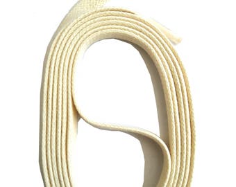 SNORS - shoelaces - WAXED FLAT LACES cream, 4 lengths, approx. 6-7 mm wide, flat