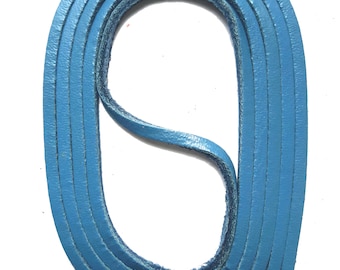 SNORS - lacets - cuir dentelle bleu 120 cm, env. 3x3mm, Docksider, ceintures de cuir, véritables peau de vache en cuir