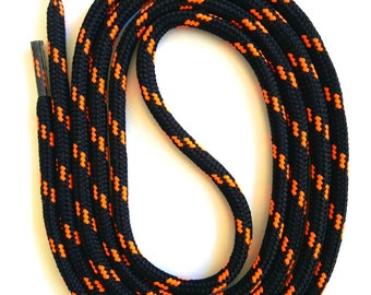 SNORS - Laces - SAFETY SENKEL Black/Neon orange, 8 lengths, approx. 5 mm - Round sadvocates for work shoes, hiking boots, trekking shoes